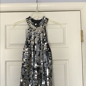 High neck cocktail sequined top